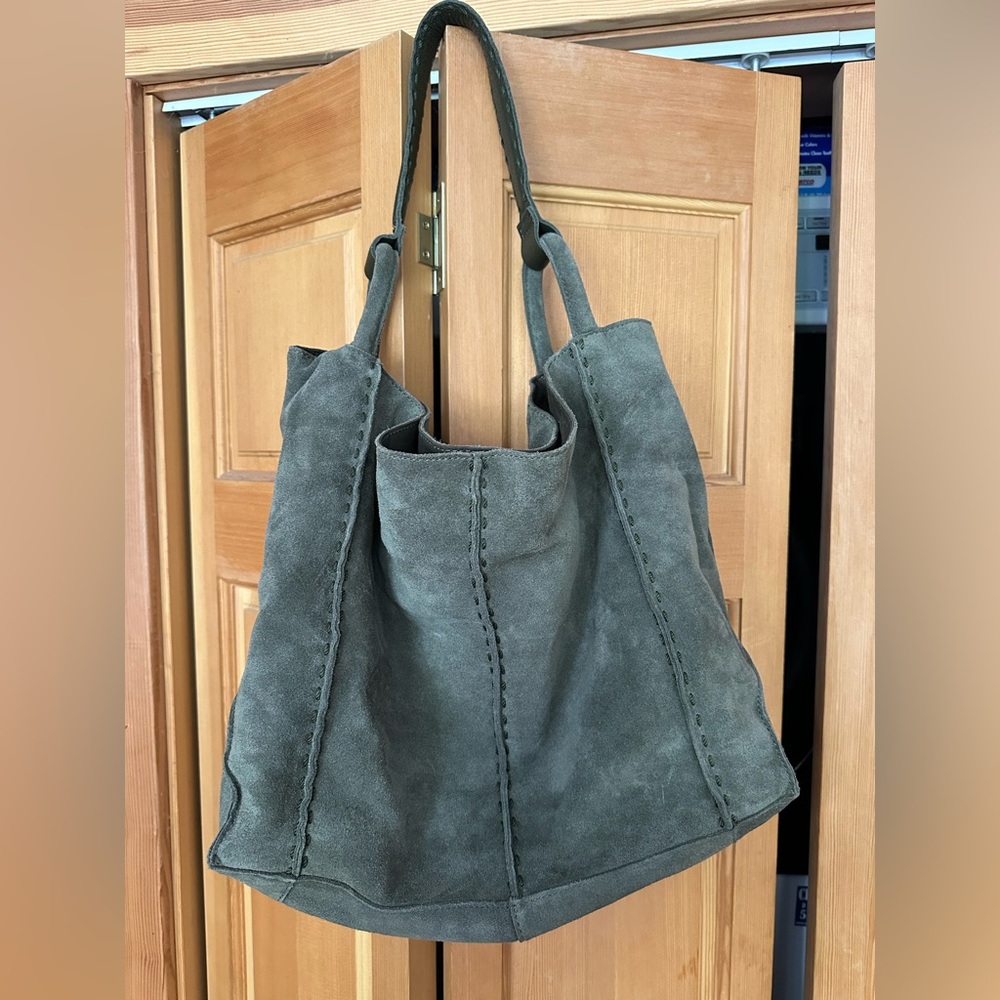Los Feliz Suede Moss Large Tote Sak - Picture 2 of 7